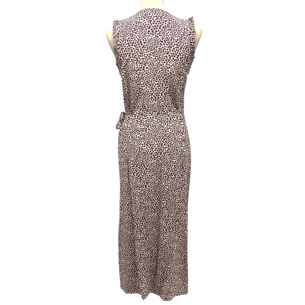Anine Bing Leah Silk Heart Print White & Red True Wrap Midi Dress Women’s Large - Picture 9 of 14